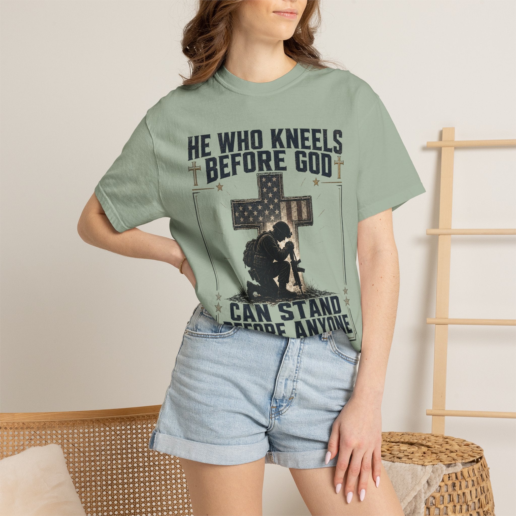 He Who Kneels Before God Can Stand Before Anyone Tee Shirt
