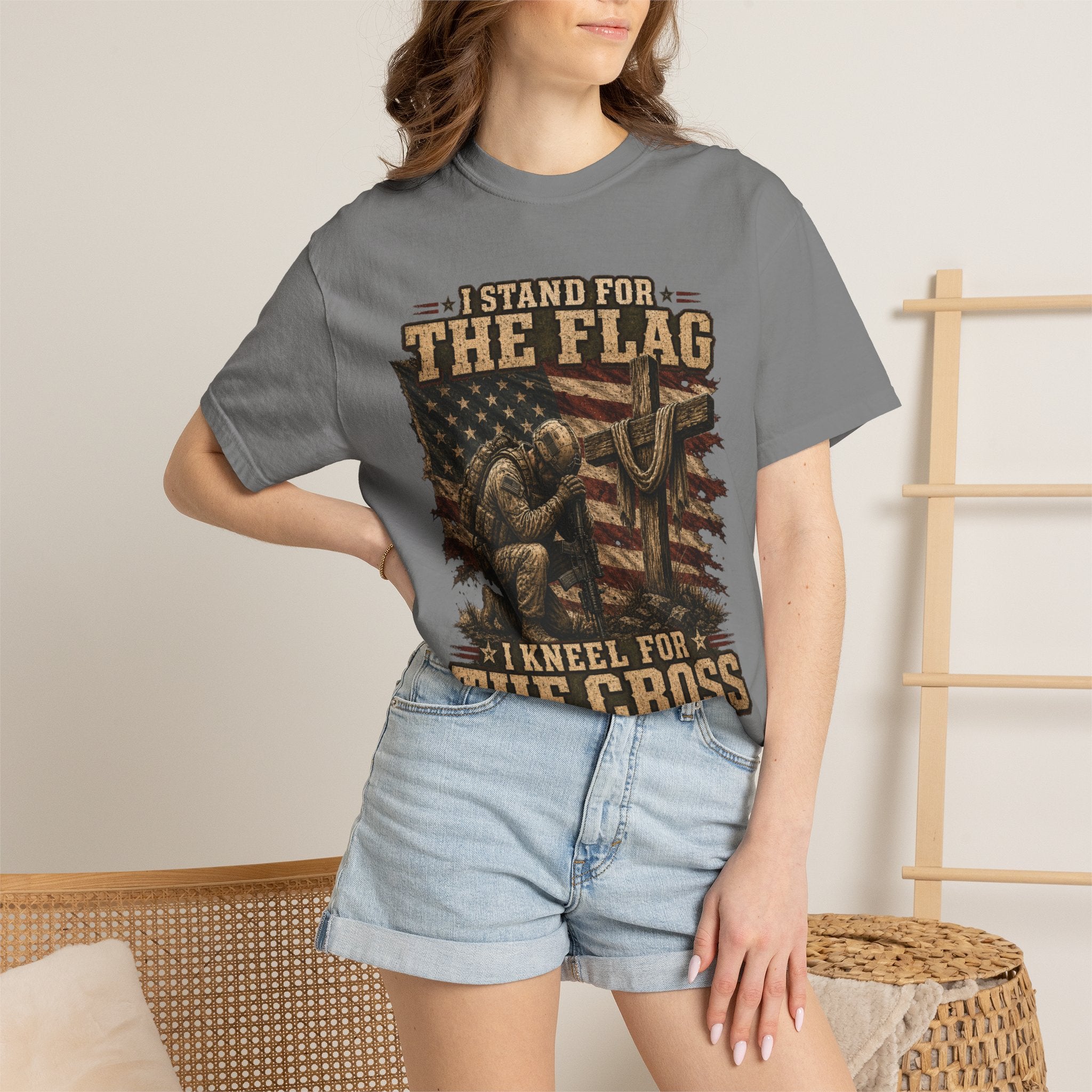Stand For The Flag - Kneel For The Cross Tee Shirt