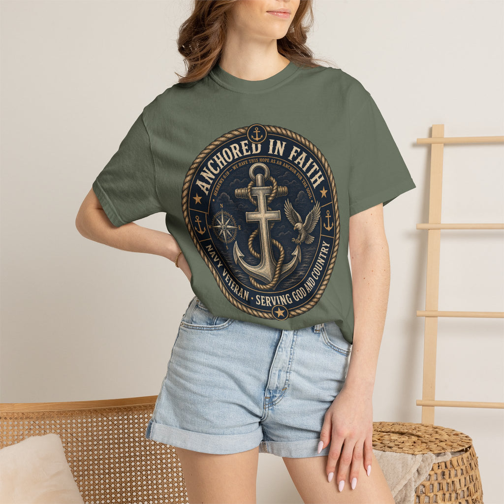 Navy Veteran - Anchored In Faith Tee Shirt