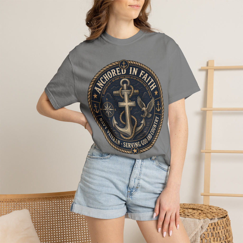 Navy Veteran - Anchored In Faith Tee Shirt