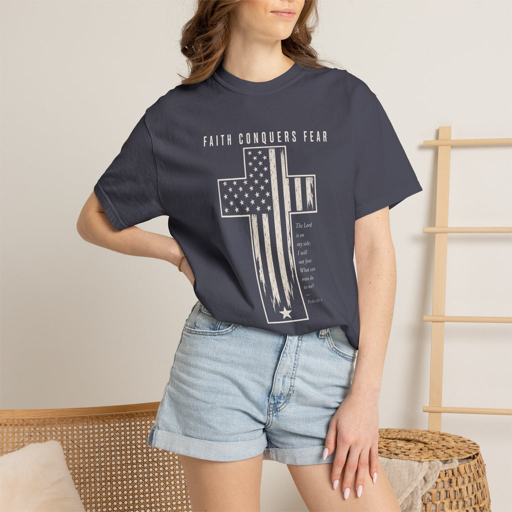 Faith Conquers Fear - Cross Tee Shirt