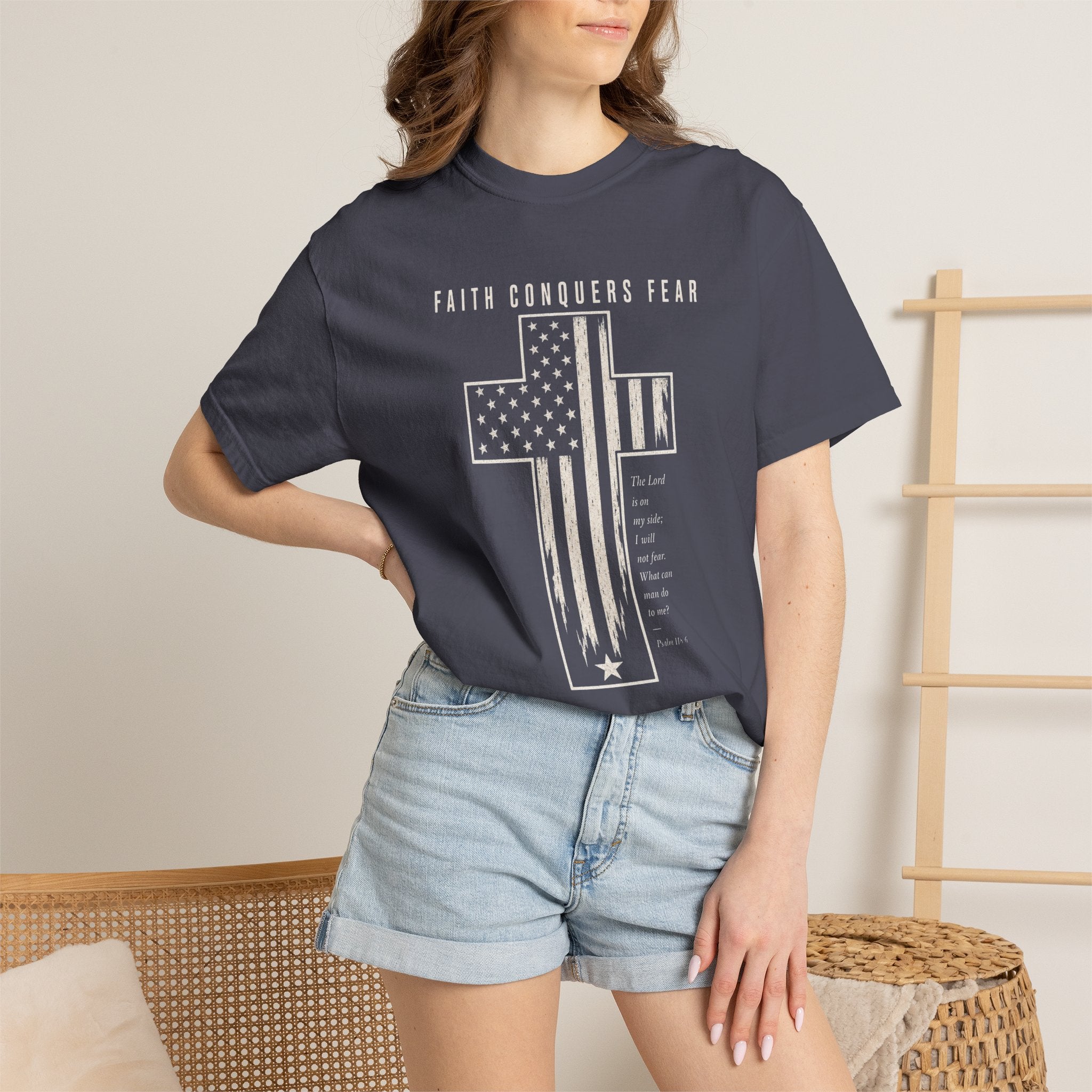 Faith Conquers Fear - Cross Tee Shirt