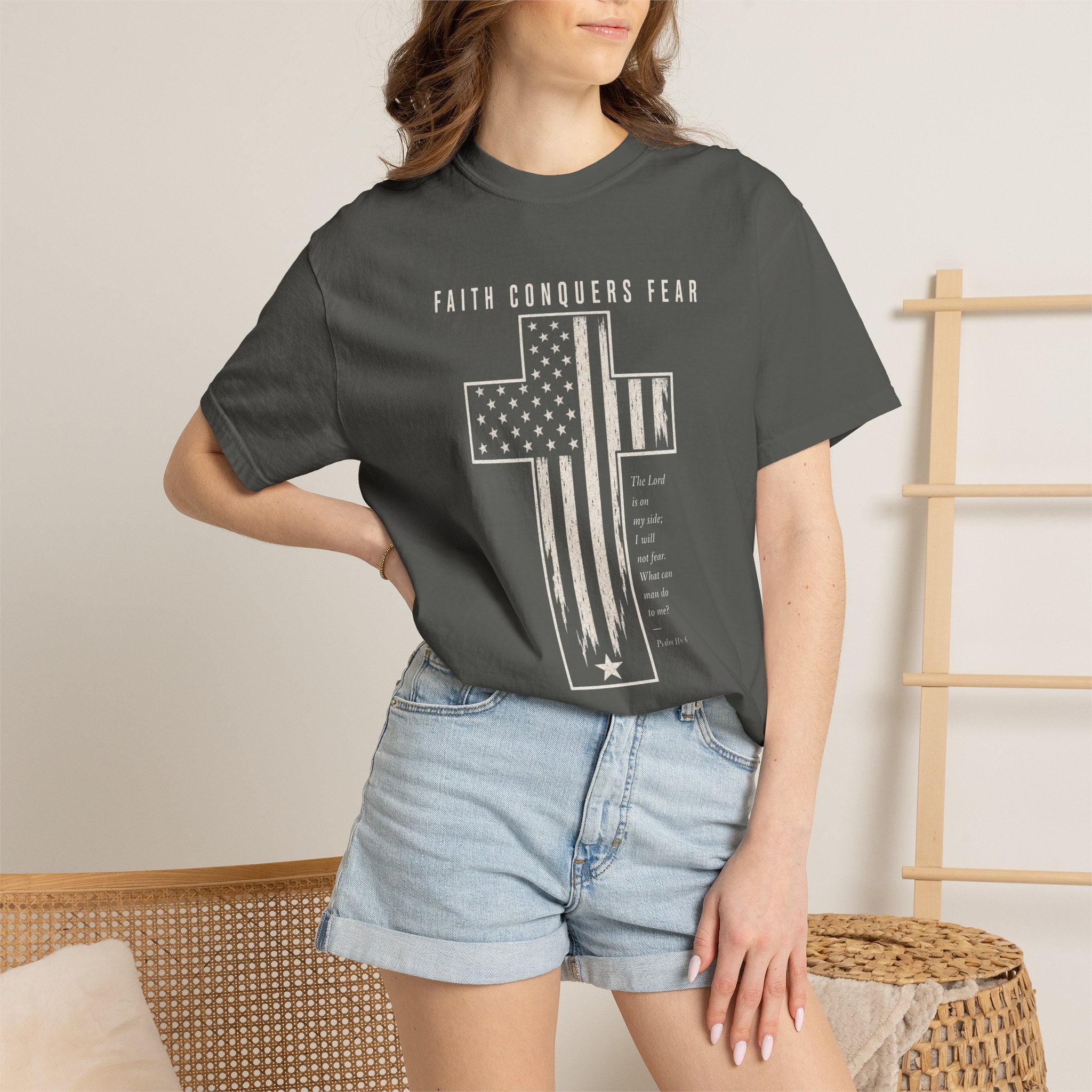 Faith Conquers Fear - Cross Tee Shirt