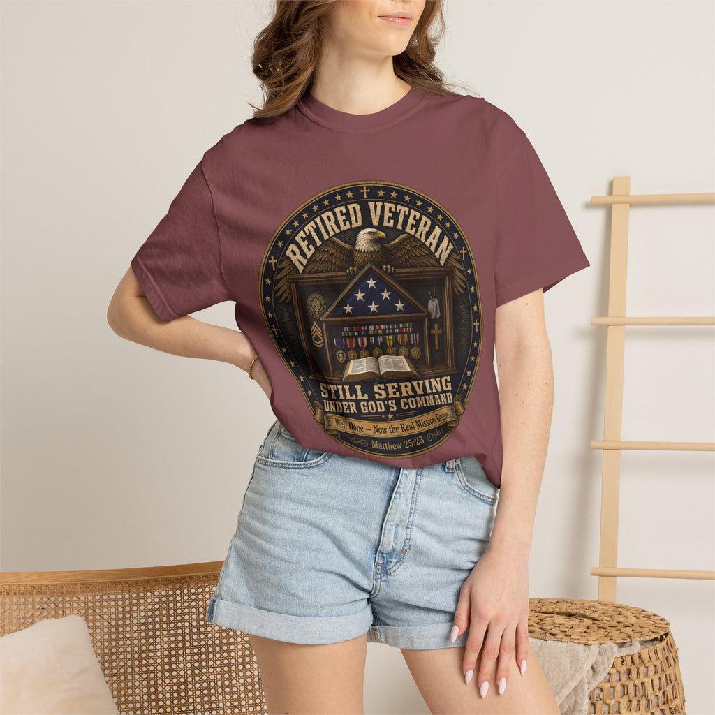 Retired Veteran Still Serving Under God's Command Tee Shirt