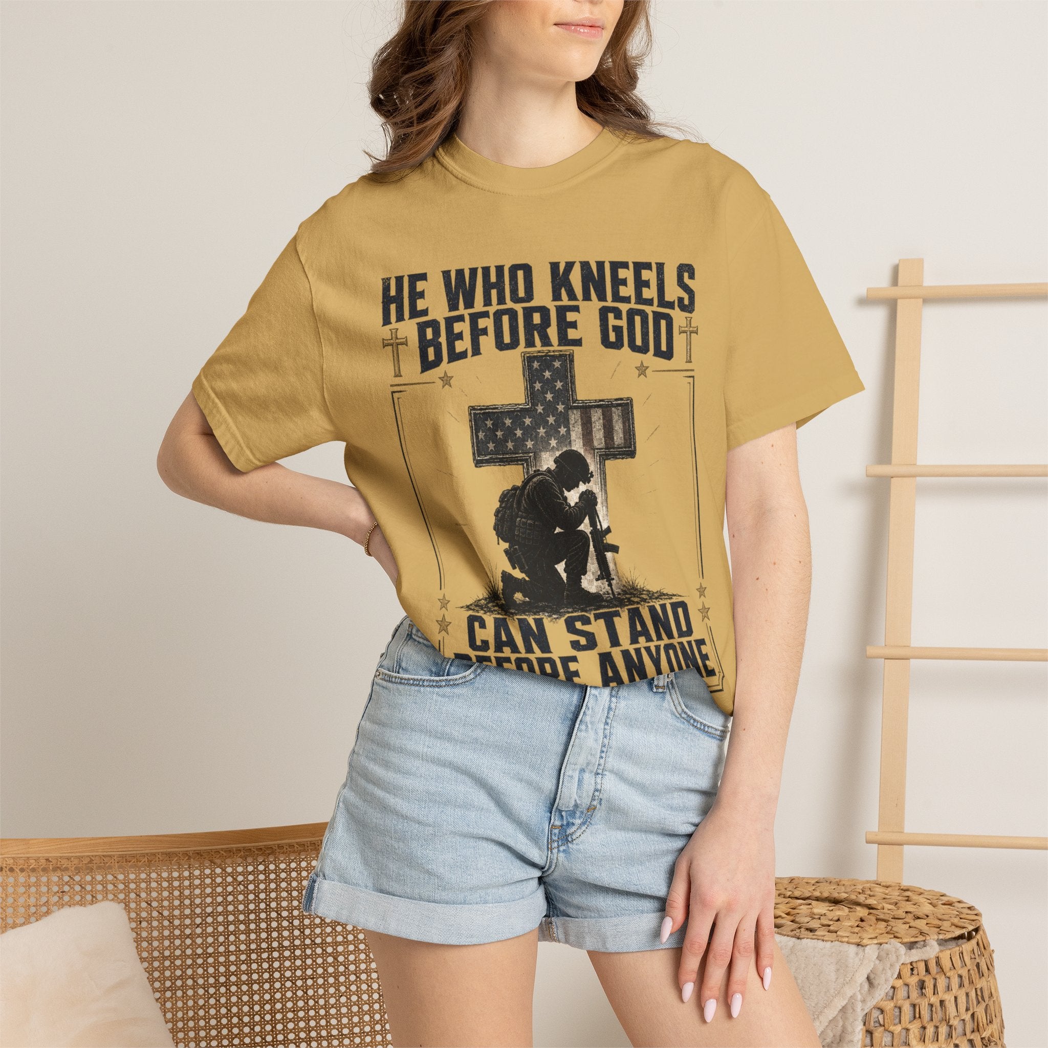 He Who Kneels Before God Can Stand Before Anyone Tee Shirt