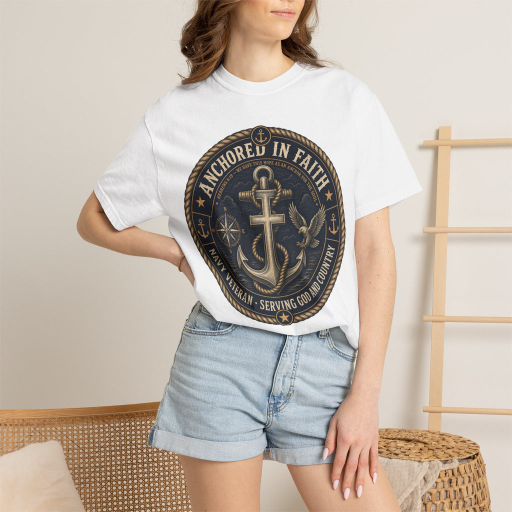 Navy Veteran - Anchored In Faith Tee Shirt
