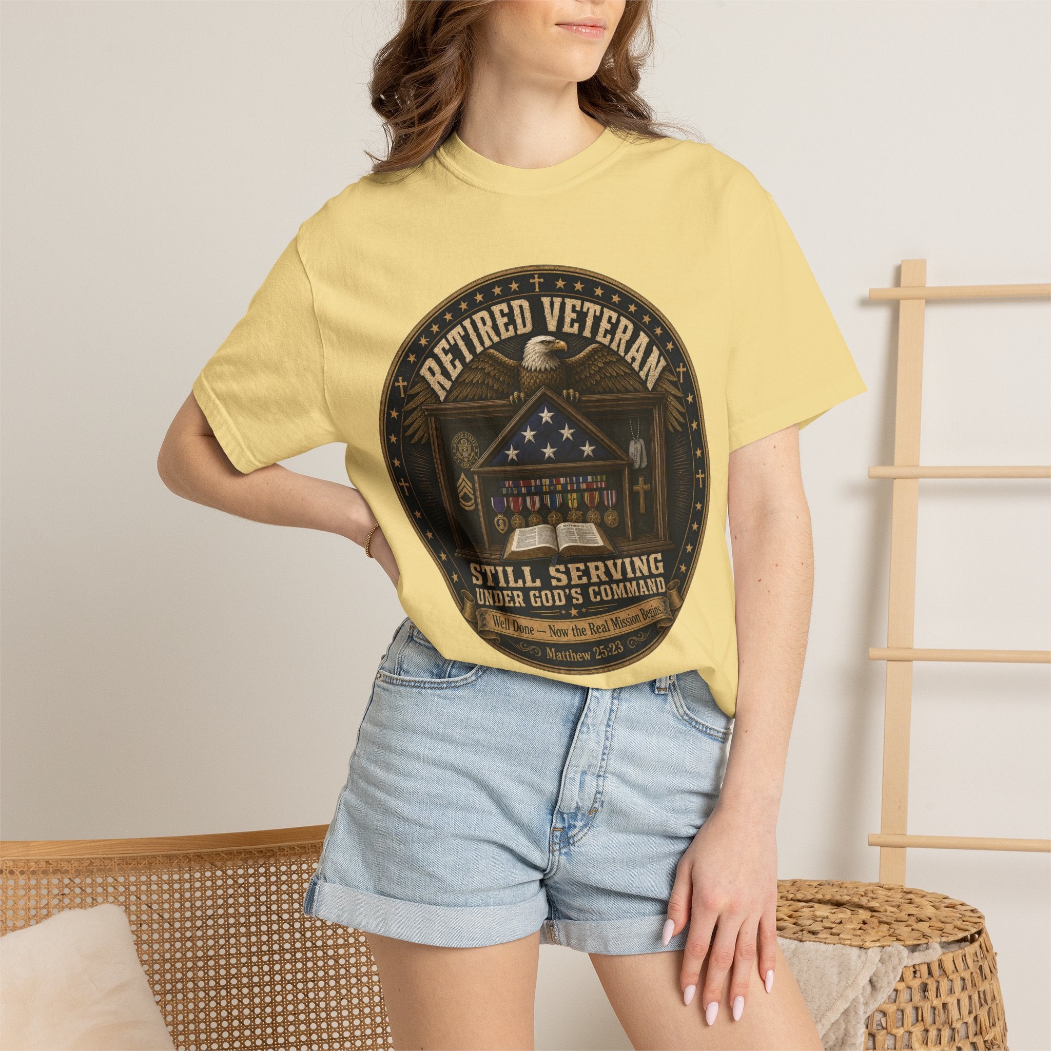Retired Veteran Still Serving Under God's Command Tee Shirt