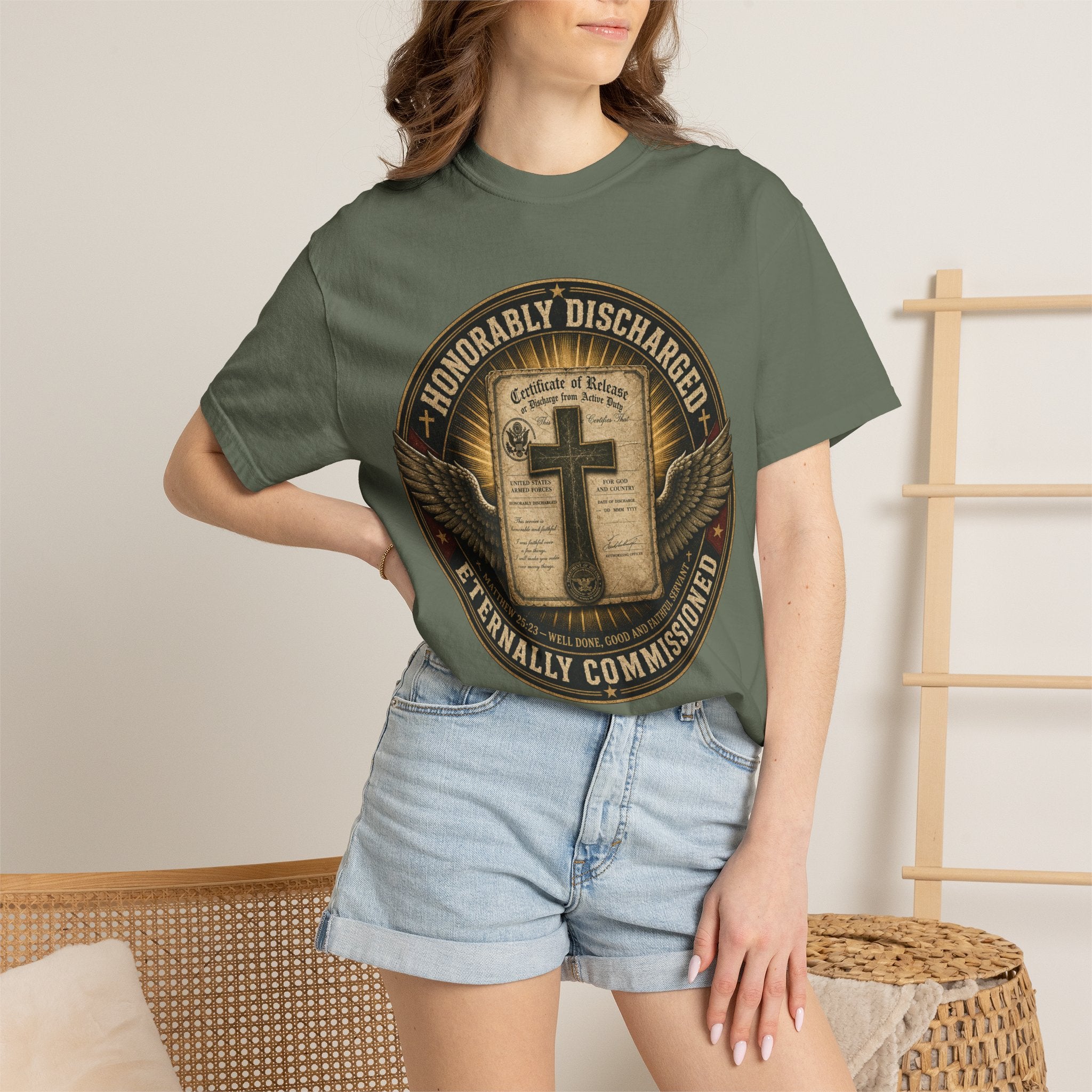 Honorably Discharged — Eternally Commissioned Tee Shirt