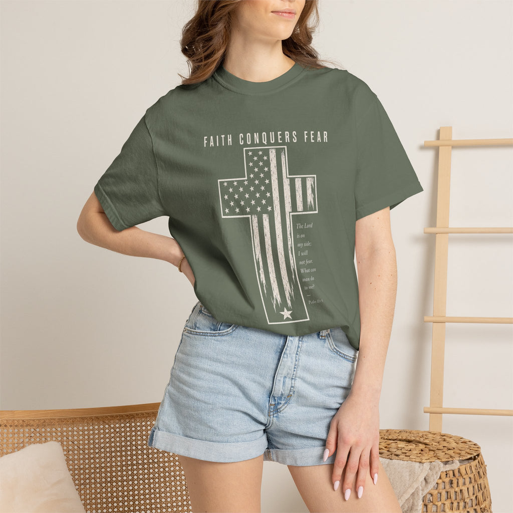 Faith Conquers Fear - Cross Tee Shirt