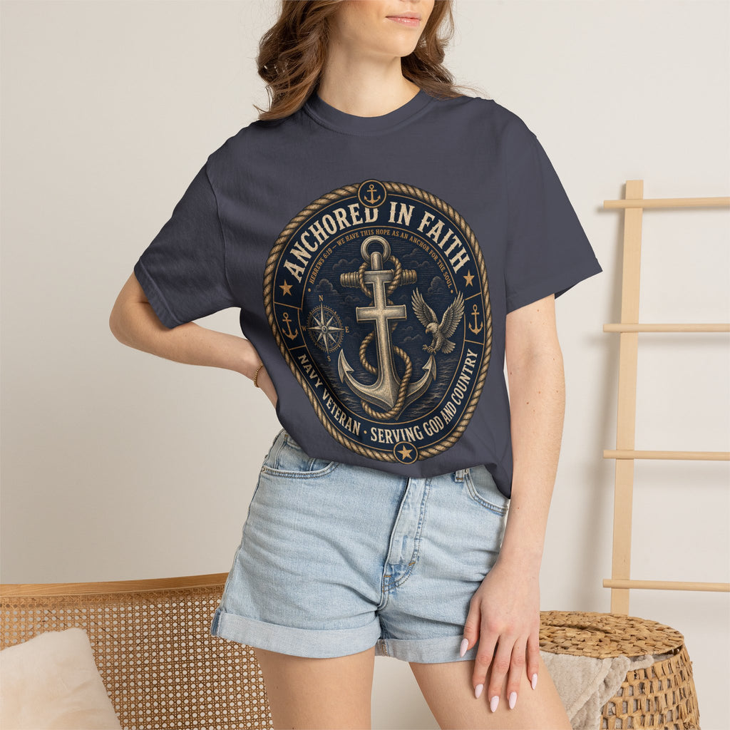 Navy Veteran - Anchored In Faith Tee Shirt