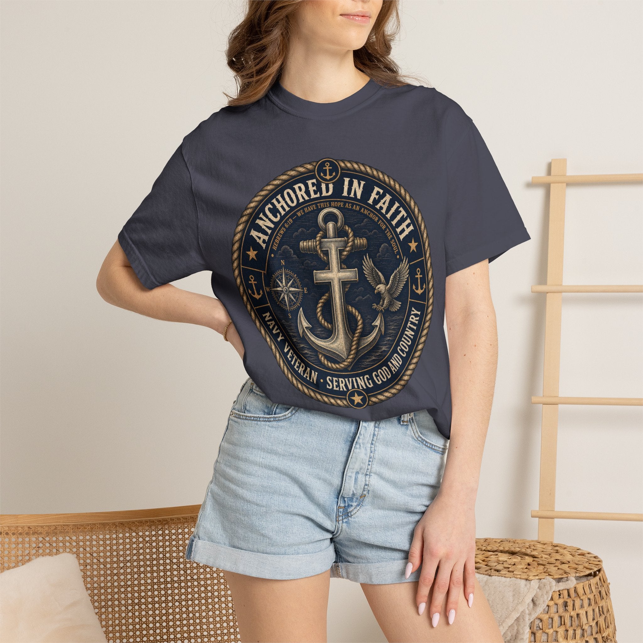 Navy Veteran - Anchored In Faith Tee Shirt