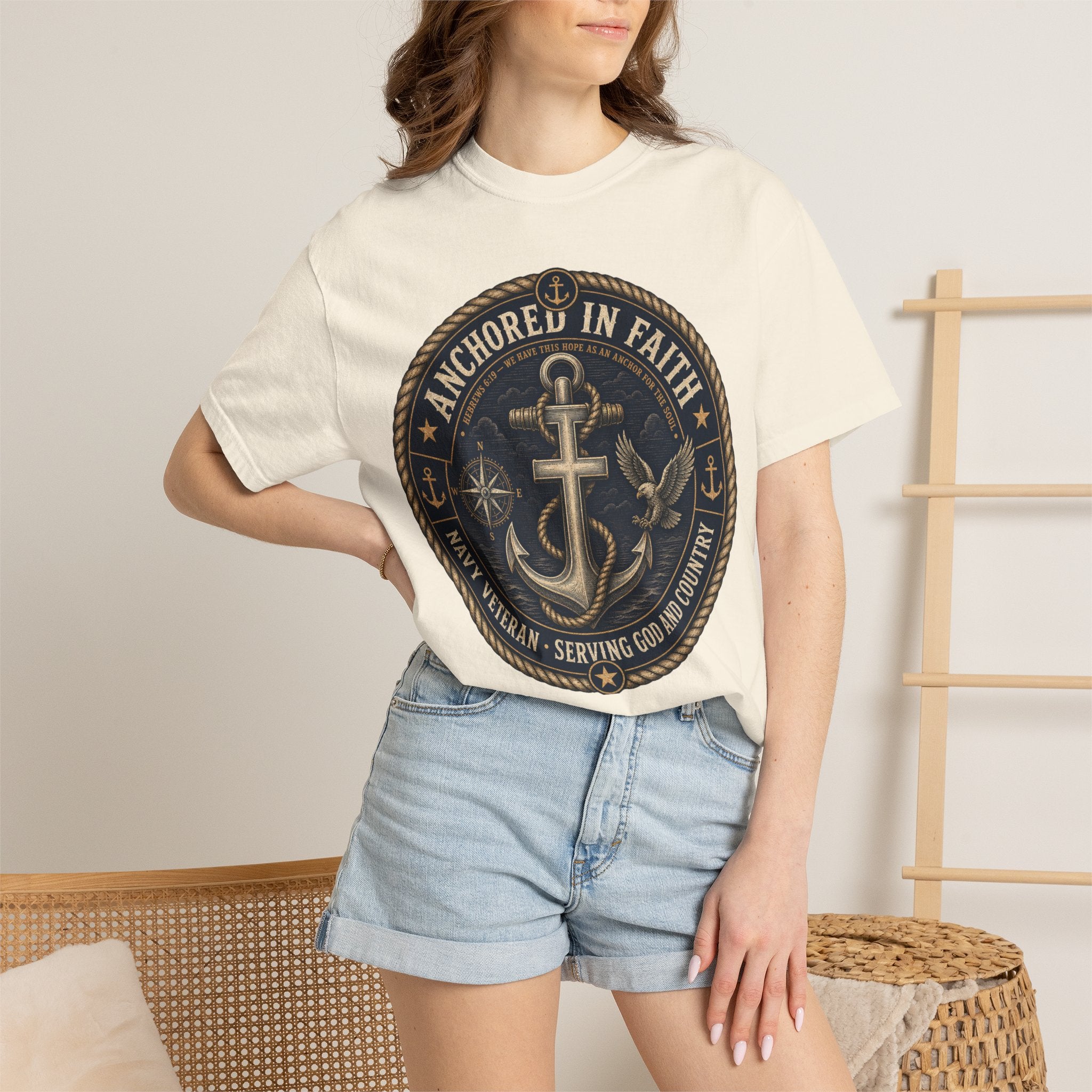 Navy Veteran - Anchored In Faith Tee Shirt