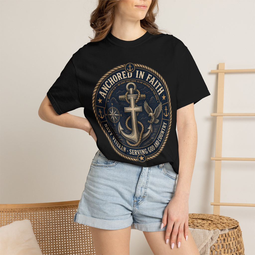 Navy Veteran - Anchored In Faith Tee Shirt