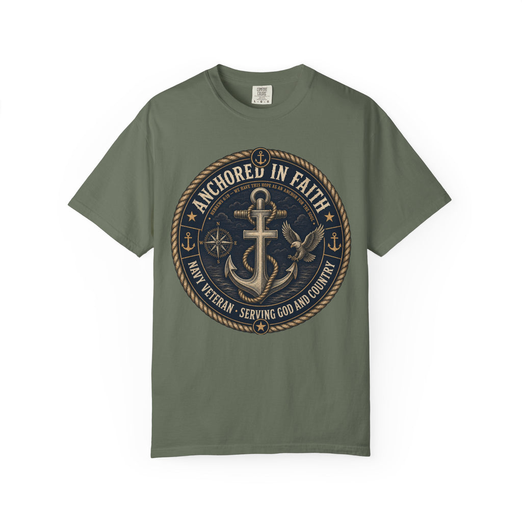 Navy Veteran - Anchored In Faith Tee Shirt