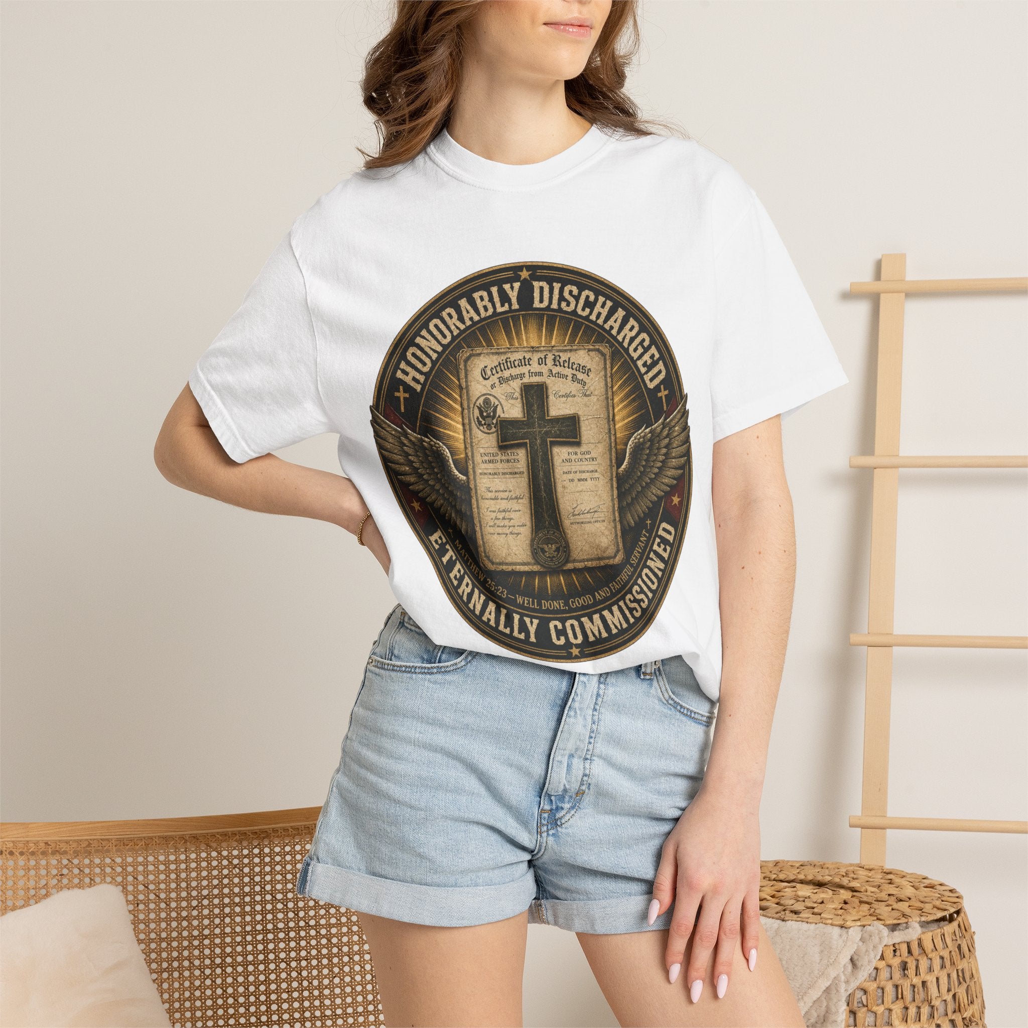 Honorably Discharged — Eternally Commissioned Tee Shirt