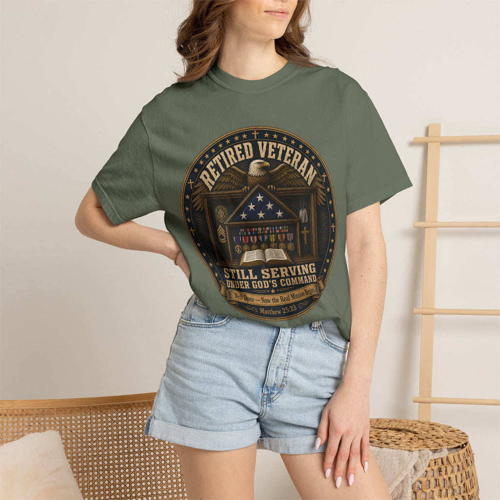 Retired Veteran Still Serving Under God's Command Tee Shirt