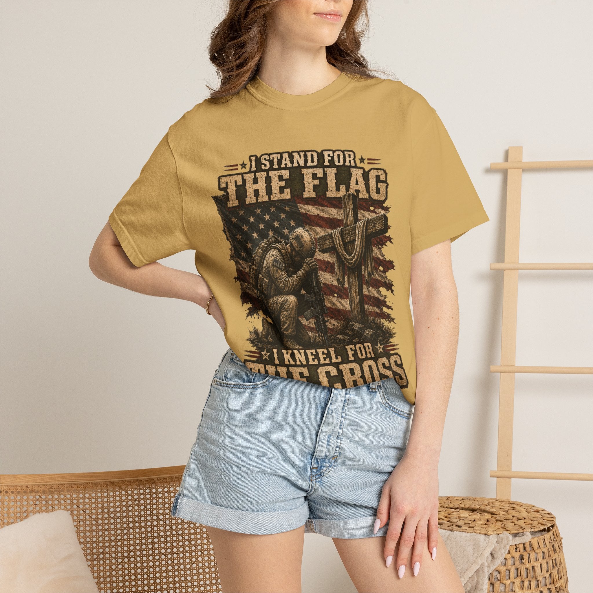 Stand For The Flag - Kneel For The Cross Tee Shirt