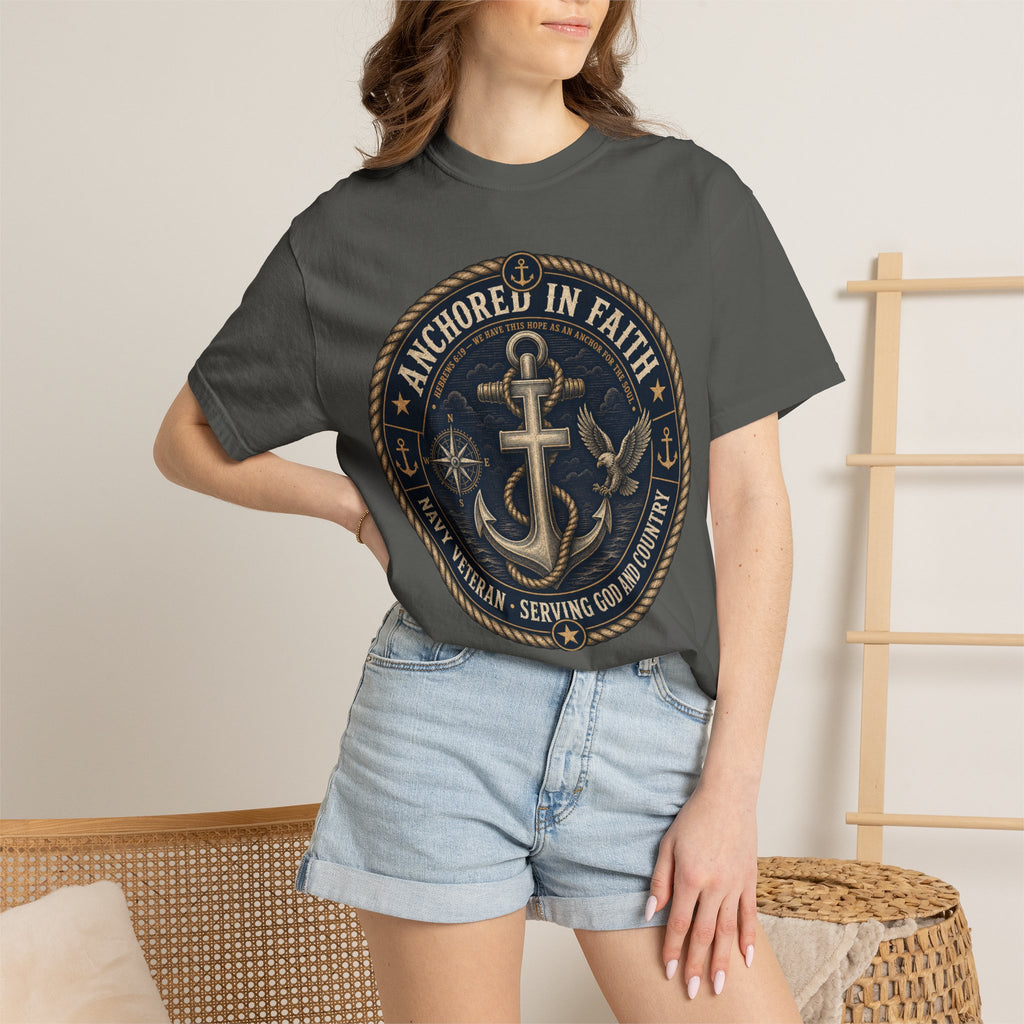 Navy Veteran - Anchored In Faith Tee Shirt
